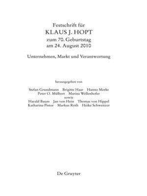 cover image of Festschrift für Klaus J. Hopt zum 70. Geburtstag am 24. August 2010